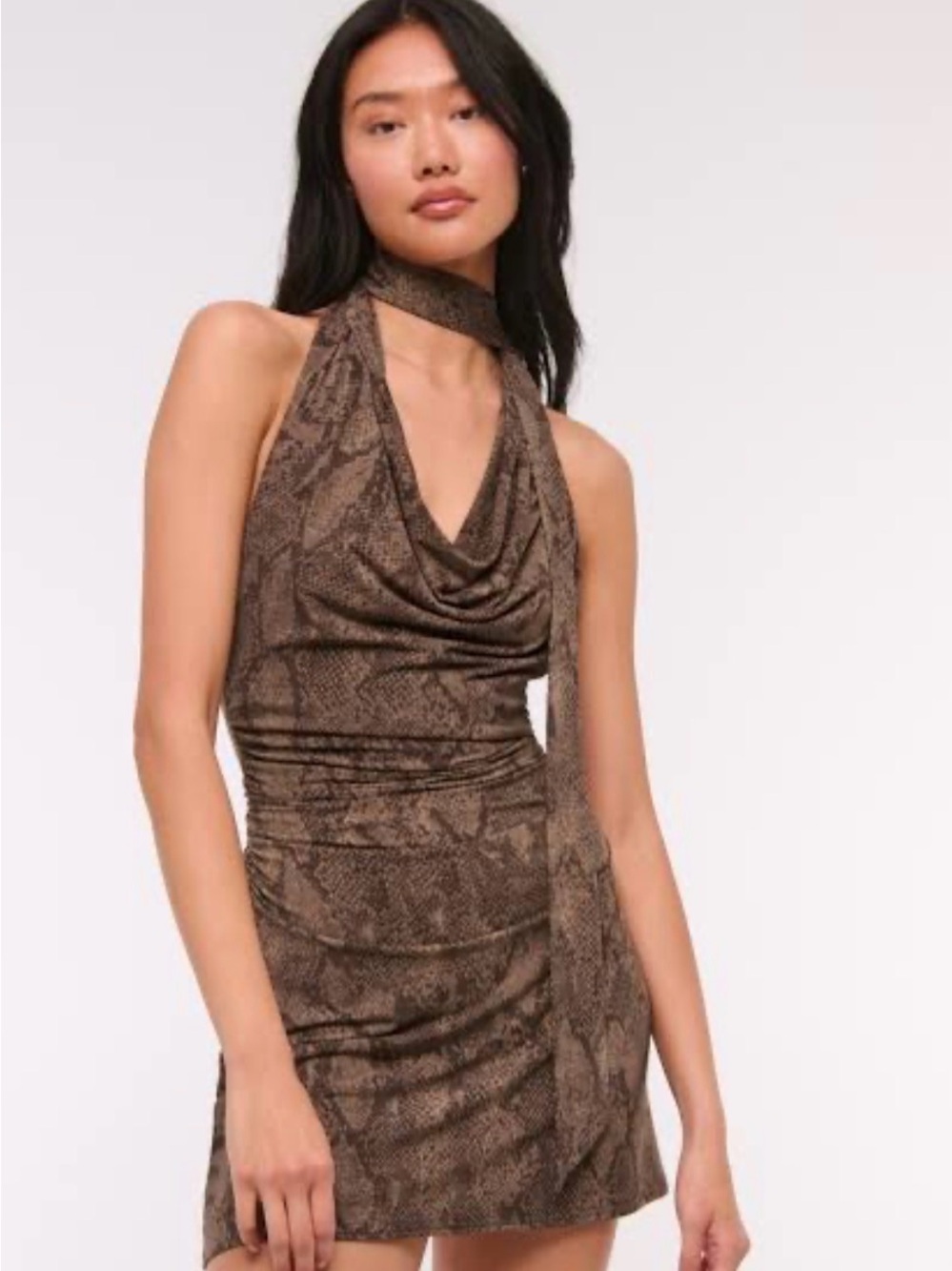 Brown Snake-Print Dress